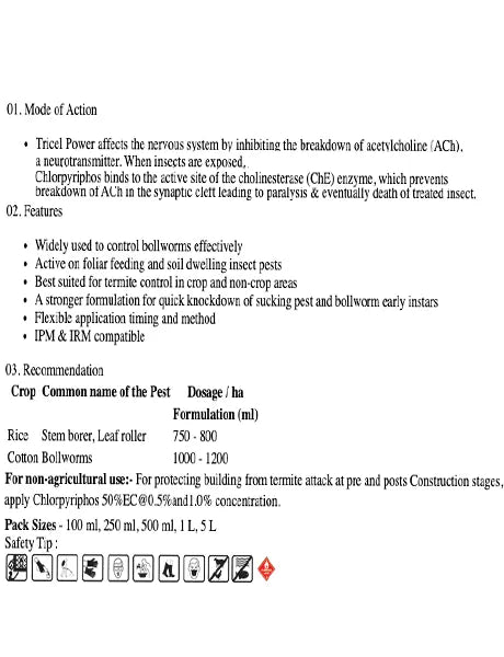 TRICEL POWER (Chlorpyriphos 50% EC) 4